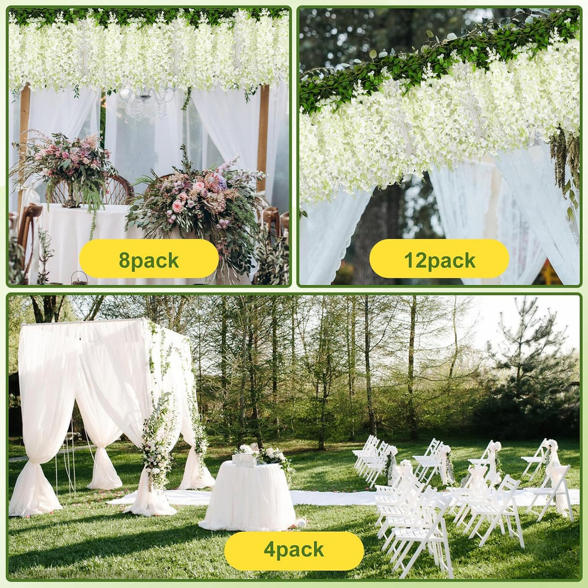 Alotiki Purple Wisteria Hanging Flowers, 50 Pack Fake Hanging Flowers