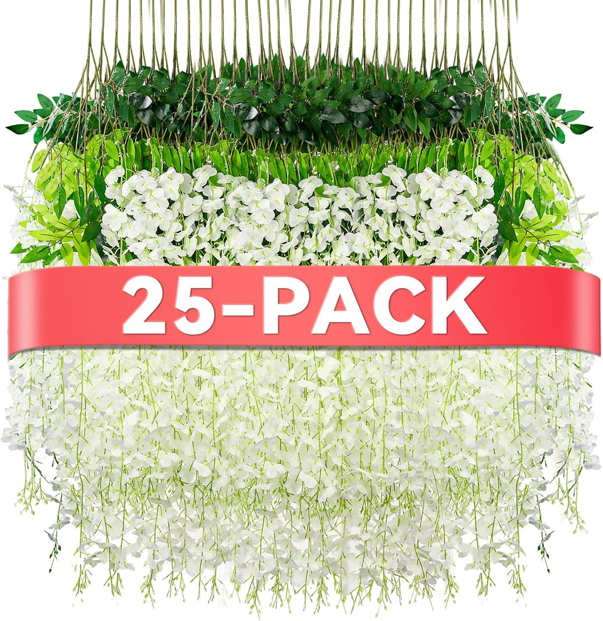 Alotiki Purple Wisteria Hanging Flowers, 50 Pack Fake Hanging Flowers
