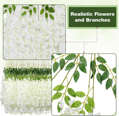 Alotiki Purple Wisteria Hanging Flowers, 50 Pack Fake Hanging Flowers