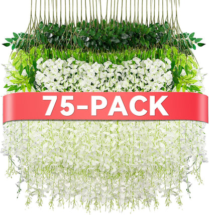 Alotiki Purple Wisteria Hanging Flowers, 50 Pack Fake Hanging Flowers