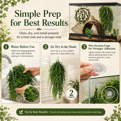 Bearded Dragon Tank Accessories, Reptile Mat Bridge Hammock Flexible - Jungle Climbing Vines and Leaves with Suction Cups Habitat Décor for Hiding& Climbing Snake Gecko Lizard Chameleon