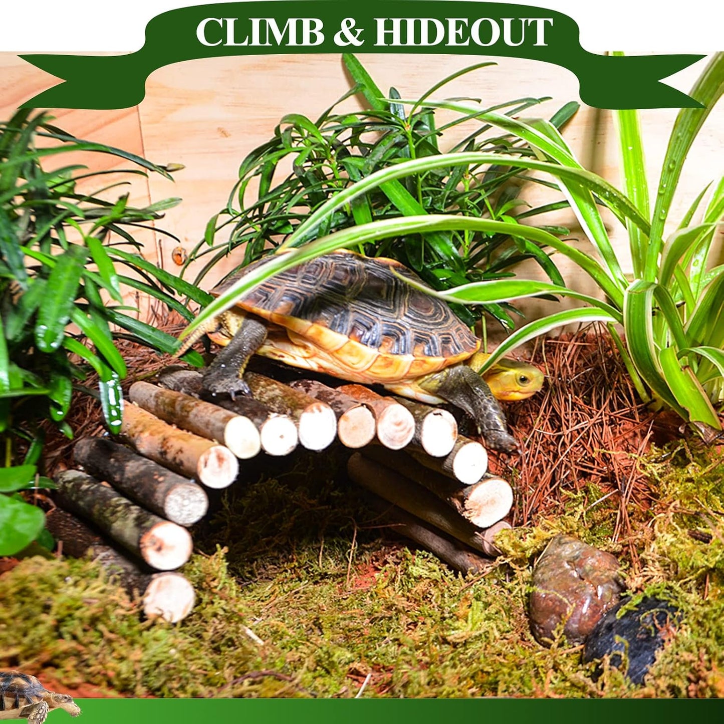 Bearded Dragon Tank Accessories, Reptile Mat Bridge Hammock Flexible - Jungle Climbing Vines and Leaves with Suction Cups Habitat Décor for Hiding& Climbing Snake Gecko Lizard Chameleon