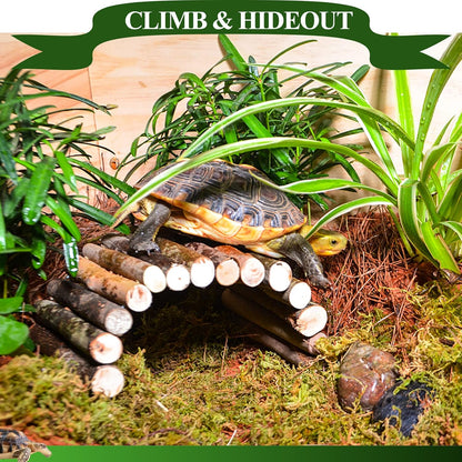 Bearded Dragon Tank Accessories, Reptile Mat Bridge Hammock Flexible - Jungle Climbing Vines and Leaves with Suction Cups Habitat Décor for Hiding& Climbing Snake Gecko Lizard Chameleon