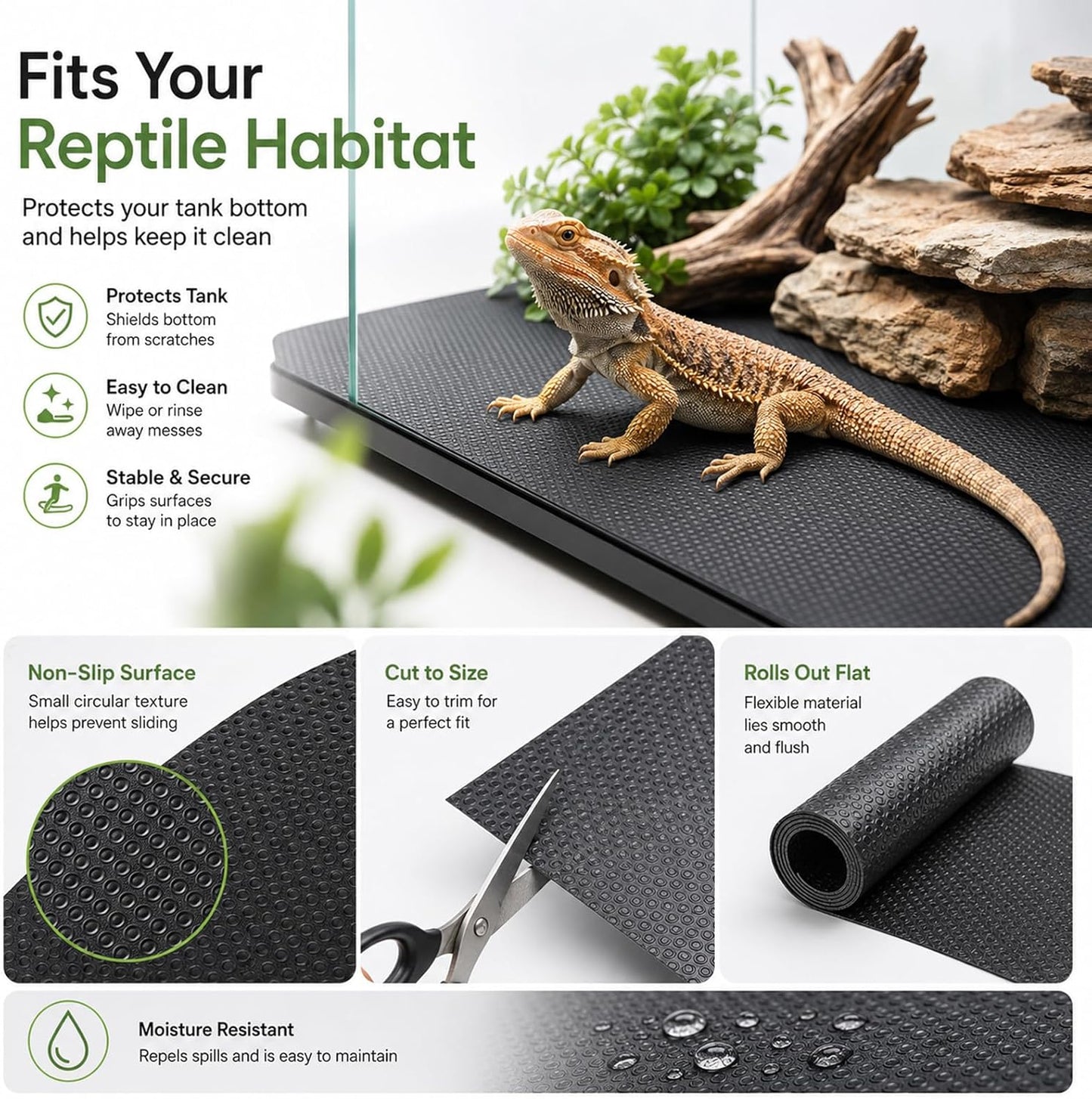 Bearded Dragon Tank Accessories, Reptile Mat Bridge Hammock Flexible - Jungle Climbing Vines and Leaves with Suction Cups Habitat Décor for Hiding& Climbing Snake Gecko Lizard Chameleon