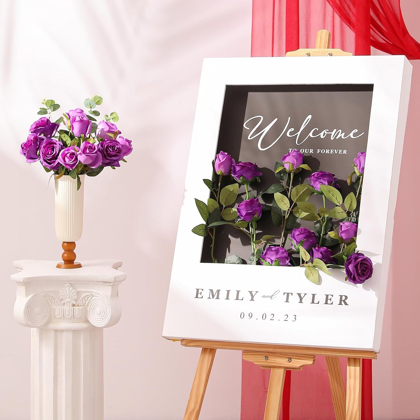 12PCS Artificial Silk Flowers Realistic Roses Bouquet Long Stem for Home Wedding Decoration Party (Red, 6 Flowers 6 Buds)