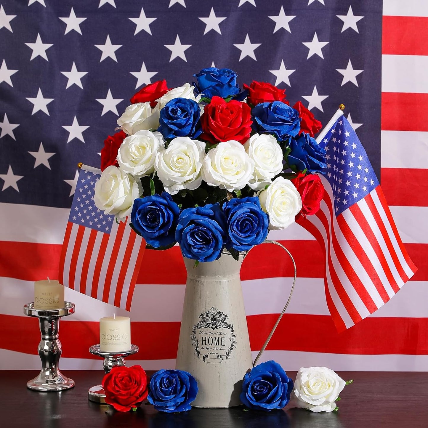 12PCS Artificial Silk Flowers Realistic Roses Bouquet Long Stem for Home Wedding Decoration Party (Red, 6 Flowers 6 Buds)