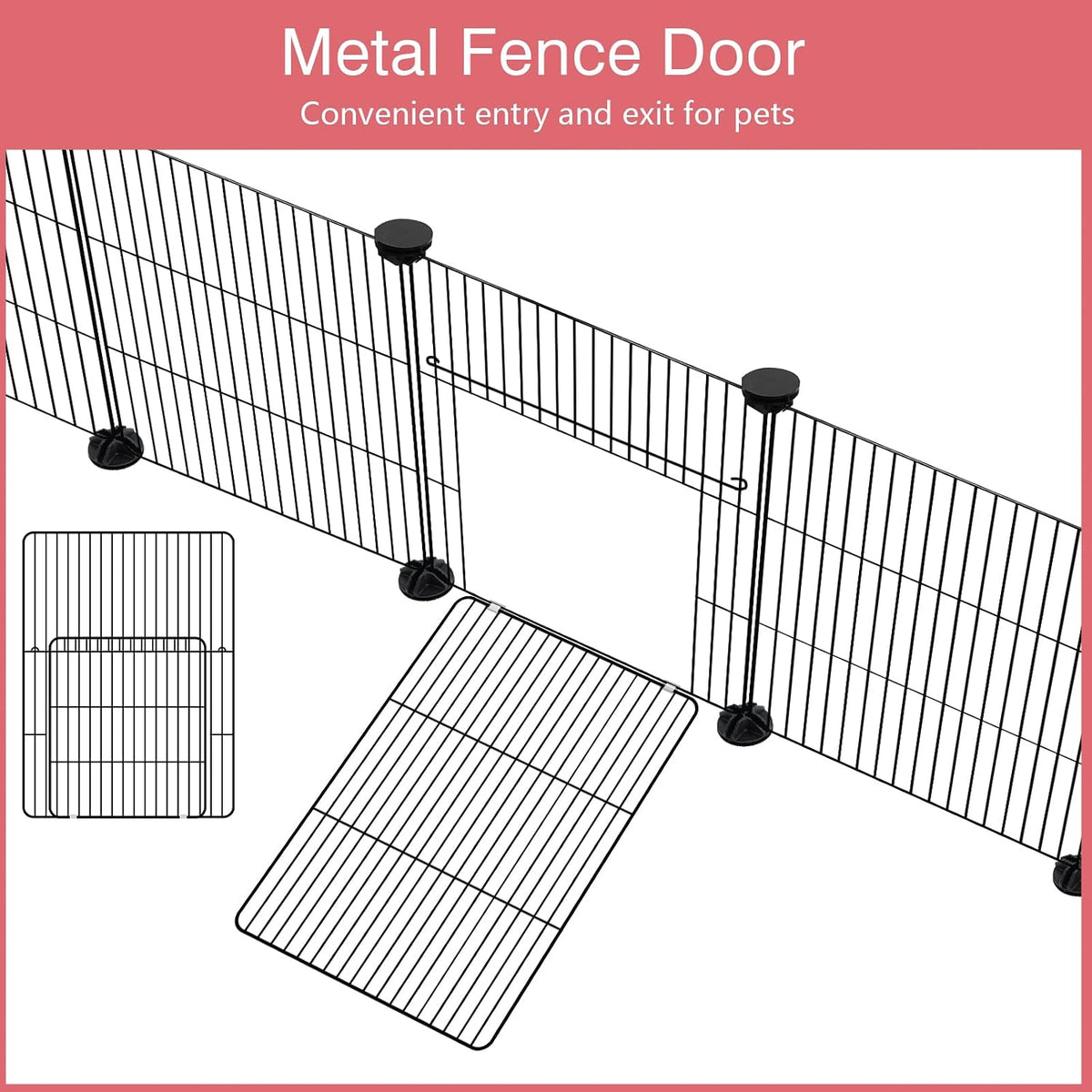 20 Panels Small Animal Playpen, 48" x 24" x 16" Rabbit Cage
