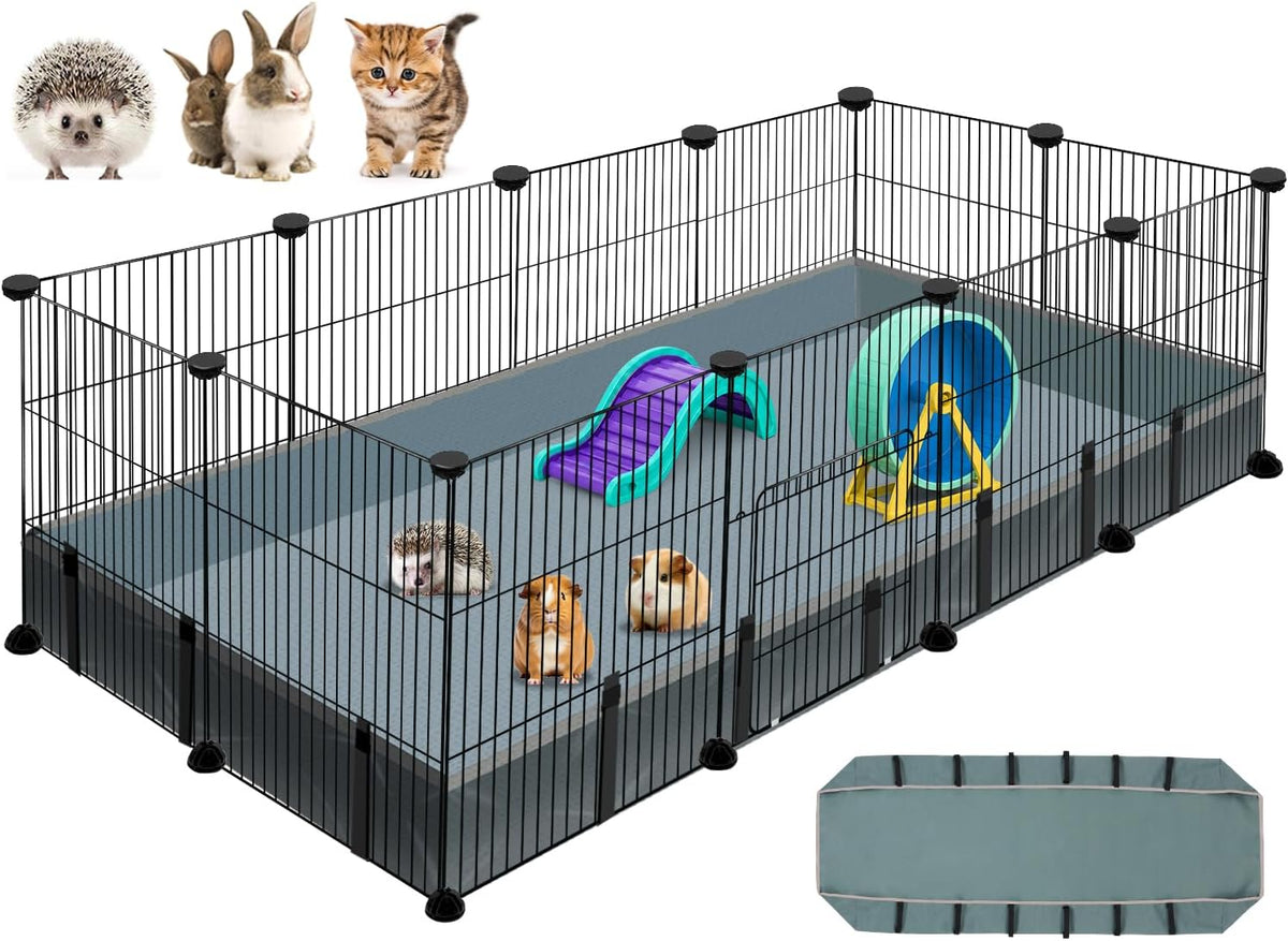 20 Panels Small Animal Playpen, 48" x 24" x 16" Rabbit Cage