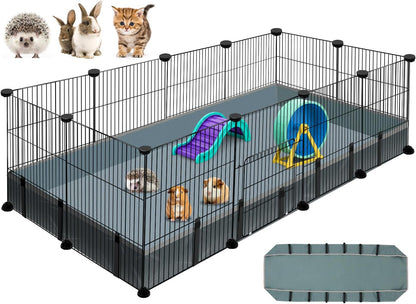 20 Panels Small Animal Playpen, 48" x 24" x 16" Rabbit Cage