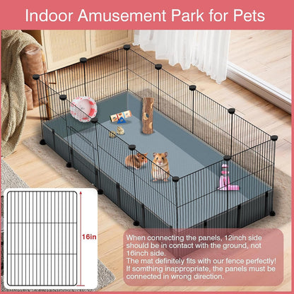 20 Panels Small Animal Playpen, 48" x 24" x 16" Rabbit Cage