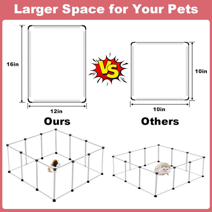 20 Panels Small Animal Playpen, 48" x 24" x 16" Rabbit Cage