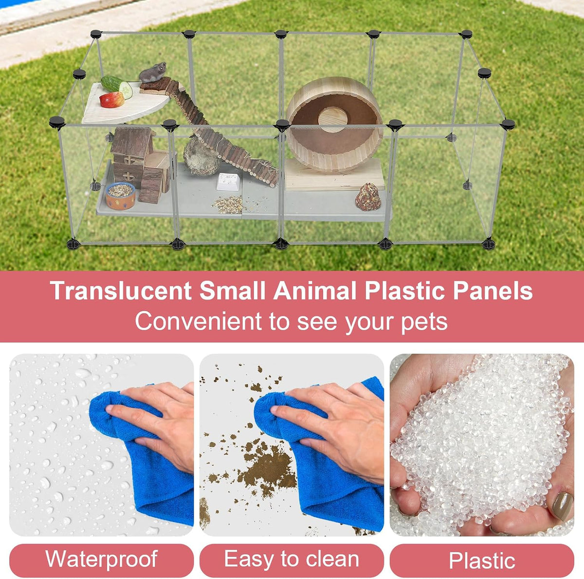 20 Panels Small Animal Playpen, 48" x 24" x 16" Rabbit Cage