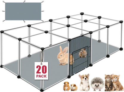 20 Panels Small Animal Playpen, 48" x 24" x 16" Rabbit Cage