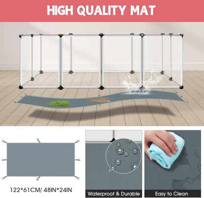20 Panels Small Animal Playpen, 48" x 24" x 16" Rabbit Cage