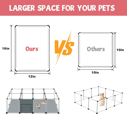 20 Panels Small Animal Playpen, 48" x 24" x 16" Rabbit Cage