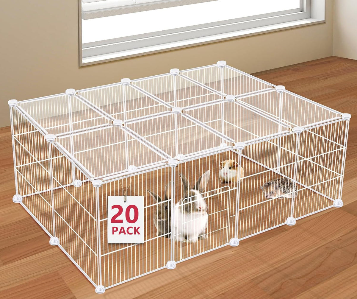 20 Panels Small Animal Playpen, 48" x 24" x 16" Rabbit Cage