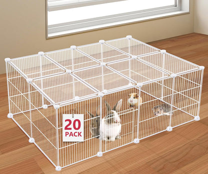 20 Panels Small Animal Playpen, 48" x 24" x 16" Rabbit Cage