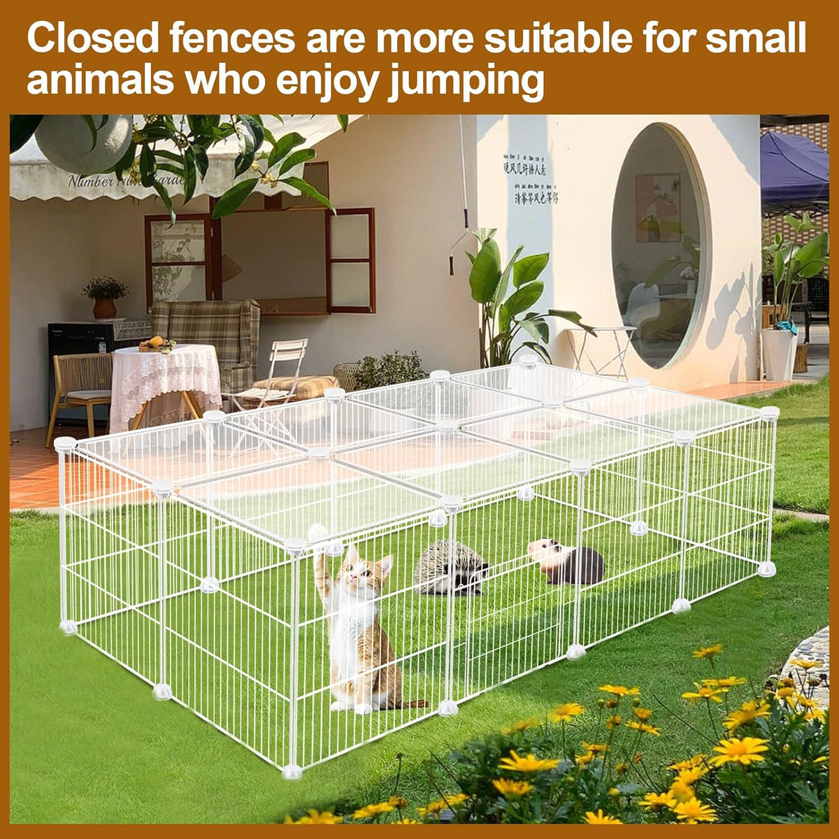 20 Panels Small Animal Playpen, 48" x 24" x 16" Rabbit Cage