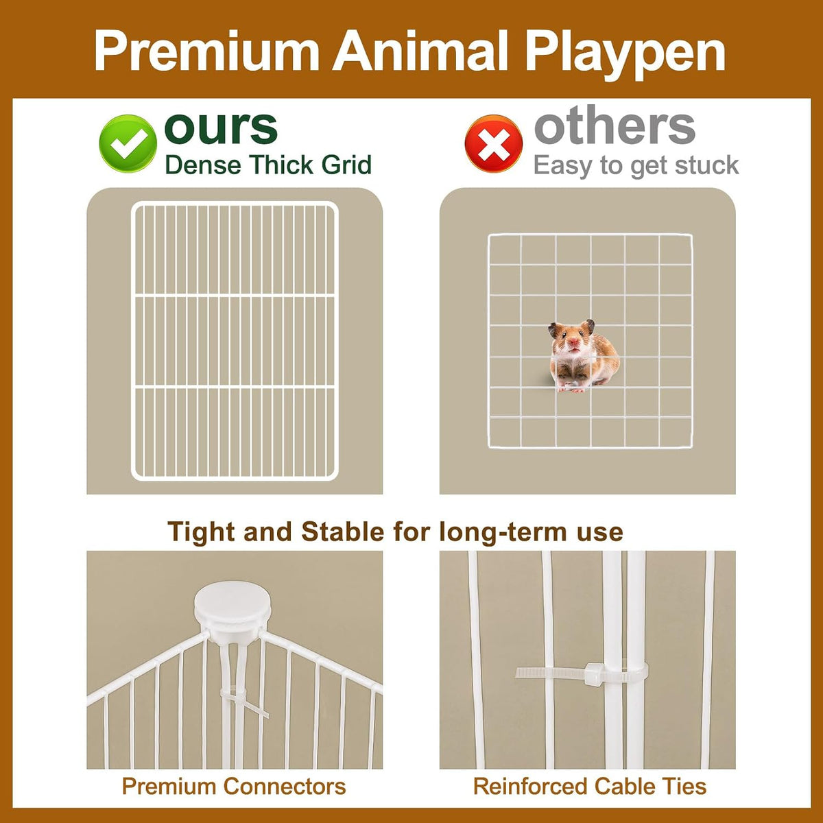 20 Panels Small Animal Playpen, 48" x 24" x 16" Rabbit Cage