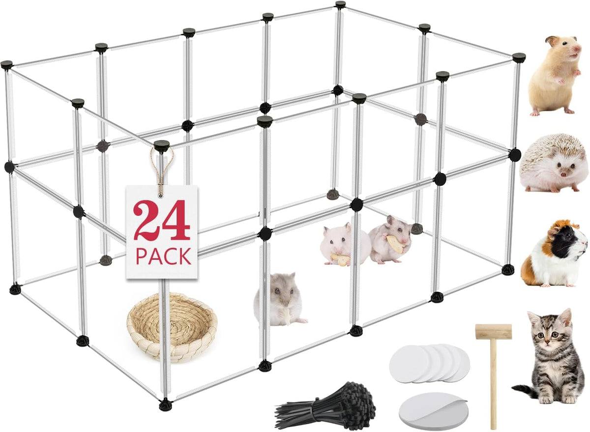20 Panels Small Animal Playpen, 48" x 24" x 16" Rabbit Cage