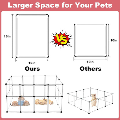 20 Panels Small Animal Playpen, 48" x 24" x 16" Rabbit Cage