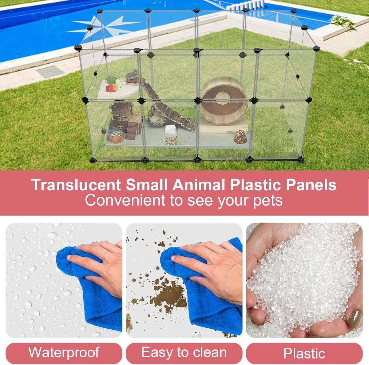 20 Panels Small Animal Playpen, 48" x 24" x 16" Rabbit Cage