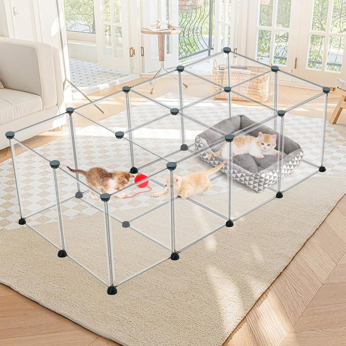 20 Panels Small Animal Playpen, 48" x 24" x 16" Rabbit Cage