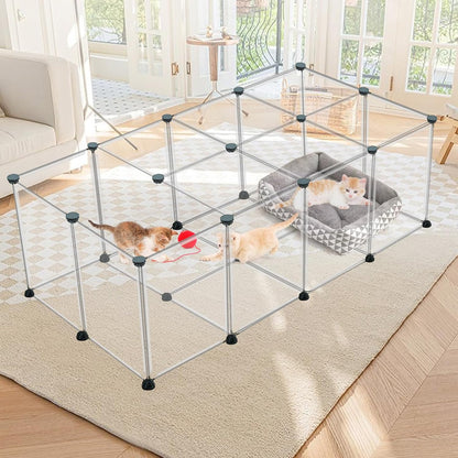 20 Panels Small Animal Playpen, 48" x 24" x 16" Rabbit Cage