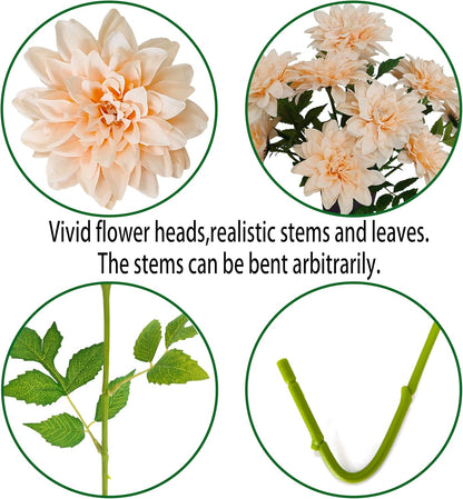 5''Silk Coral Pink Dahlia Artificial Flowers Bulk, 30 Pcs Fake Dahlias Flowers Heads for Craft, Large Flower Heads Faux Flowers for Wedding Party, Home Office, Hat, Wall Decoration (30, coral pink)