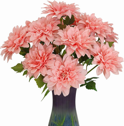5''Silk Coral Pink Dahlia Artificial Flowers Bulk, 30 Pcs Fake Dahlias Flowers Heads for Craft, Large Flower Heads Faux Flowers for Wedding Party, Home Office, Hat, Wall Decoration (30, coral pink)