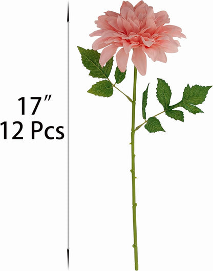 5''Silk Coral Pink Dahlia Artificial Flowers Bulk, 30 Pcs Fake Dahlias Flowers Heads for Craft, Large Flower Heads Faux Flowers for Wedding Party, Home Office, Hat, Wall Decoration (30, coral pink)