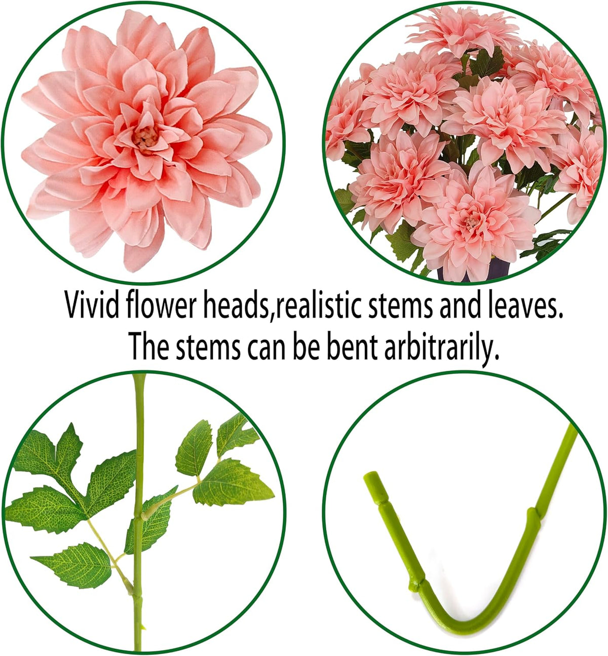 5''Silk Coral Pink Dahlia Artificial Flowers Bulk, 30 Pcs Fake Dahlias Flowers Heads for Craft, Large Flower Heads Faux Flowers for Wedding Party, Home Office, Hat, Wall Decoration (30, coral pink)