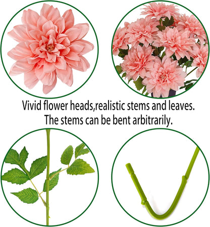 5''Silk Coral Pink Dahlia Artificial Flowers Bulk, 30 Pcs Fake Dahlias Flowers Heads for Craft, Large Flower Heads Faux Flowers for Wedding Party, Home Office, Hat, Wall Decoration (30, coral pink)