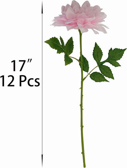 5''Silk Coral Pink Dahlia Artificial Flowers Bulk, 30 Pcs Fake Dahlias Flowers Heads for Craft, Large Flower Heads Faux Flowers for Wedding Party, Home Office, Hat, Wall Decoration (30, coral pink)
