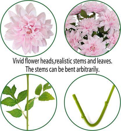 5''Silk Coral Pink Dahlia Artificial Flowers Bulk, 30 Pcs Fake Dahlias Flowers Heads for Craft, Large Flower Heads Faux Flowers for Wedding Party, Home Office, Hat, Wall Decoration (30, coral pink)