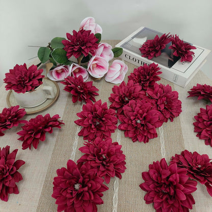 5''Silk Coral Pink Dahlia Artificial Flowers Bulk, 30 Pcs Fake Dahlias Flowers Heads for Craft, Large Flower Heads Faux Flowers for Wedding Party, Home Office, Hat, Wall Decoration (30, coral pink)