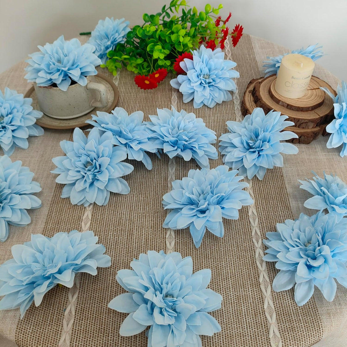5''Silk Coral Pink Dahlia Artificial Flowers Bulk, 30 Pcs Fake Dahlias Flowers Heads for Craft, Large Flower Heads Faux Flowers for Wedding Party, Home Office, Hat, Wall Decoration (30, coral pink)