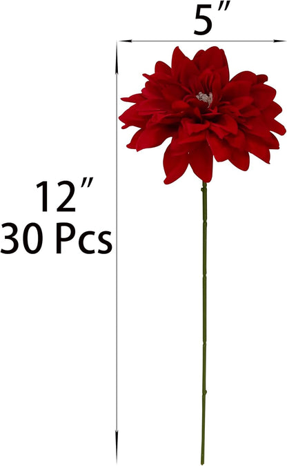 5''Silk Coral Pink Dahlia Artificial Flowers Bulk, 30 Pcs Fake Dahlias Flowers Heads for Craft, Large Flower Heads Faux Flowers for Wedding Party, Home Office, Hat, Wall Decoration (30, coral pink)