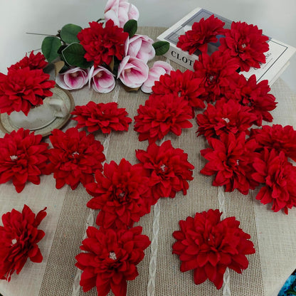 5''Silk Coral Pink Dahlia Artificial Flowers Bulk, 30 Pcs Fake Dahlias Flowers Heads for Craft, Large Flower Heads Faux Flowers for Wedding Party, Home Office, Hat, Wall Decoration (30, coral pink)