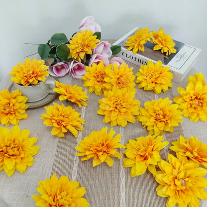 5''Silk Coral Pink Dahlia Artificial Flowers Bulk, 30 Pcs Fake Dahlias Flowers Heads for Craft, Large Flower Heads Faux Flowers for Wedding Party, Home Office, Hat, Wall Decoration (30, coral pink)
