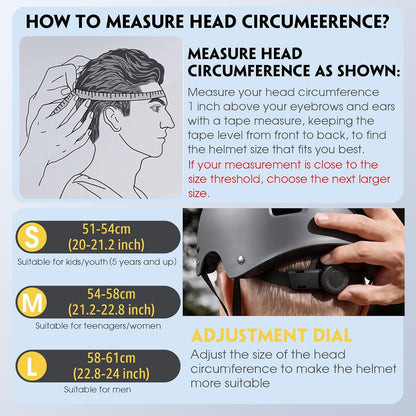 for Adults - Adjustable Certified Safety Adults Helmet for Skateboarding Bike Bicycle Scooter Cycling Skate Skating Multisport Helmets for Women Men Boys Girls Kids Youth