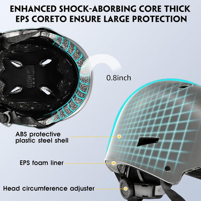 for Adults - Adjustable Certified Safety Adults Helmet for Skateboarding Bike Bicycle Scooter Cycling Skate Skating Multisport Helmets for Women Men Boys Girls Kids Youth