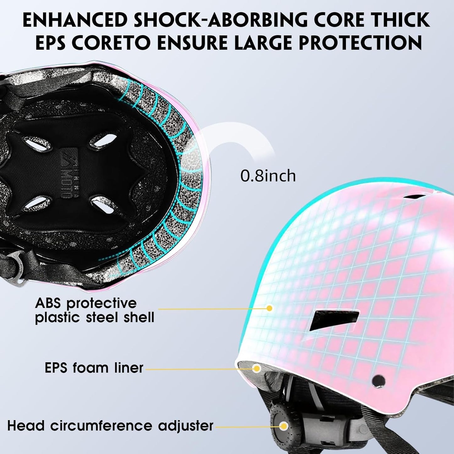 for Adults - Adjustable Certified Safety Adults Helmet for Skateboarding Bike Bicycle Scooter Cycling Skate Skating Multisport Helmets for Women Men Boys Girls Kids Youth