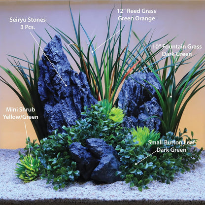 Aquascape Collection Artificial Aquarium Decor – Ultra Realistic Plants and Lifelike Foliage for Aquariums and Terrariums (1, Dark Green Fountain Grass)
