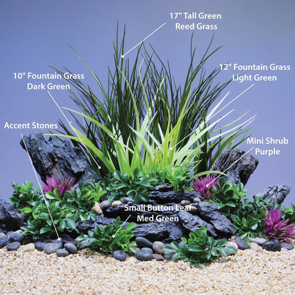 Aquascape Collection Artificial Aquarium Decor – Ultra Realistic Plants and Lifelike Foliage for Aquariums and Terrariums (1, Dark Green Fountain Grass)