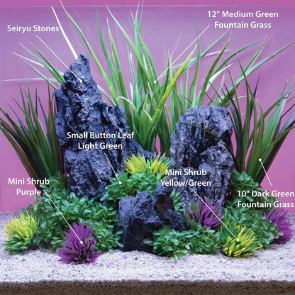 Aquascape Collection Artificial Aquarium Decor – Ultra Realistic Plants and Lifelike Foliage for Aquariums and Terrariums (1, Dark Green Fountain Grass)