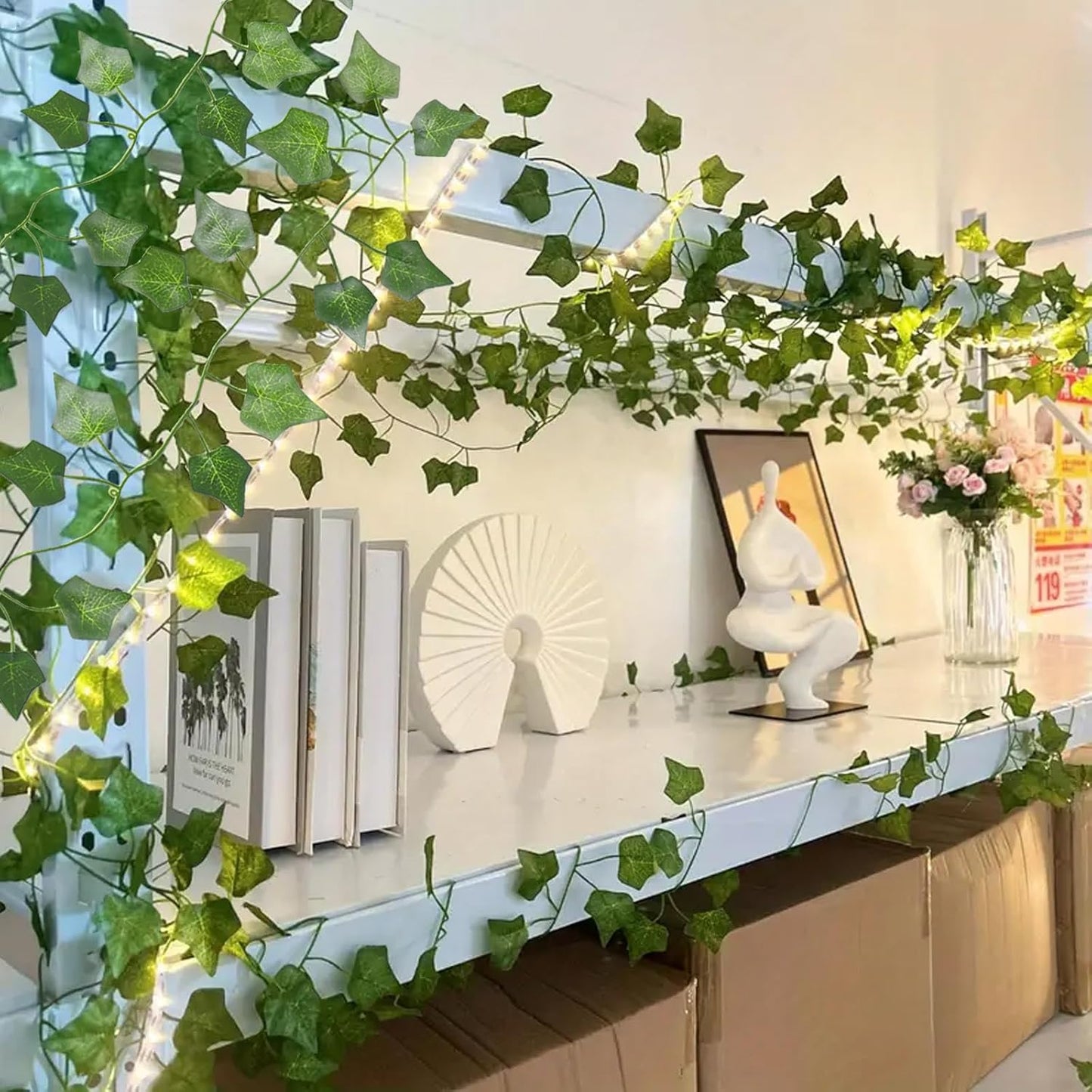 Fake Vines for Room Decor 86 FT Artificial Ivy Garland Hanging Plants Faux Greenery Leaves Bedroom Decor Aesthetic for Wall Wedding Party Home Garden Office Patio Outdoor Decoration(12 Pack)