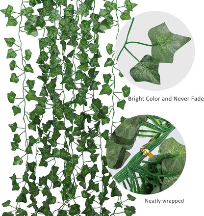 Fake Vines for Room Decor 86 FT Artificial Ivy Garland Hanging Plants Faux Greenery Leaves Bedroom Decor Aesthetic for Wall Wedding Party Home Garden Office Patio Outdoor Decoration(12 Pack)