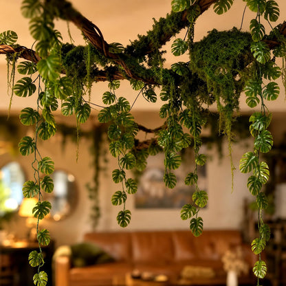 6 Pack Artificial Forest Branch Decor,75 Inch,Vines | Moss Covered Branches for Jungle Party bendable Artificial Tree Branch fake Tree Branch artificial Hanging Vines for Ceiling