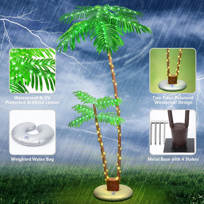 6ft Lighted Palm Tree LED Artificial Tropical Indoor/Outdoor